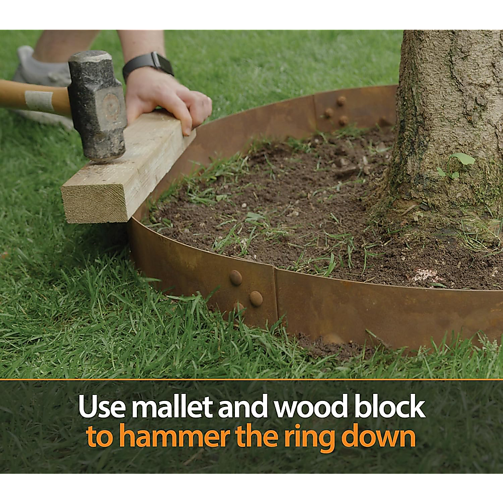 60cm Steel Garden Tree Ring with Spikes – Heavy-Duty Root Barrier & Edging