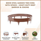 60cm Steel Garden Tree Ring with Spikes – Heavy-Duty Root Barrier & Edging