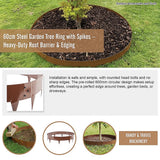 60cm Steel Garden Tree Ring with Spikes – Heavy-Duty Root Barrier & Edging