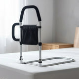Adjustable Bed Rail – Bedside Handle with Storage Pocket & Safety Strap - Front View
