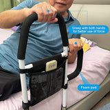 Adjustable Bed Rail – Bedside Handle with Storage Pocket & Safety Strap - Low Angle