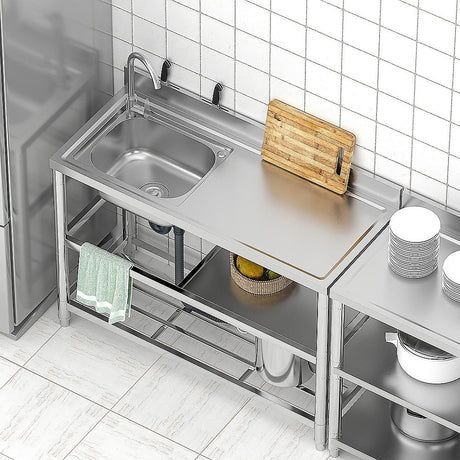 Freestanding Stainless Steel Kitchen Sink 120x50x79cm – Commercial Utility Wash Basin, image 3
