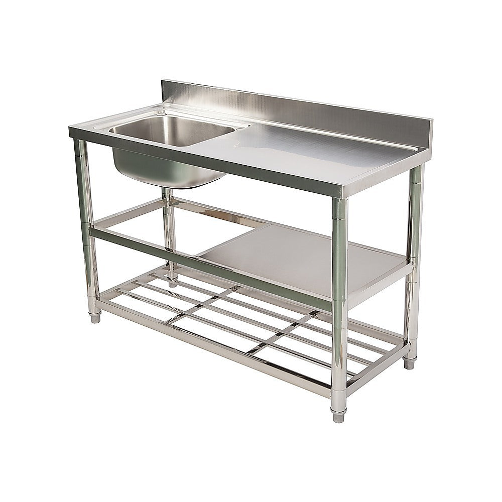 Freestanding Stainless Steel Kitchen Sink 120x50x79cm – Commercial Utility Wash Basin