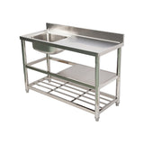 Freestanding Stainless Steel Kitchen Sink 120x50x79cm – Commercial Utility Wash Basin - Top-Down View