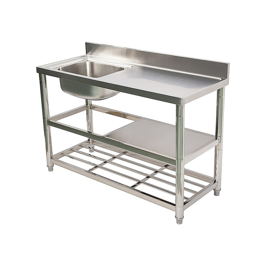 Freestanding Stainless Steel Kitchen Sink 120x50x79cm – Commercial Utility Wash Basin
