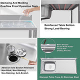 Freestanding Stainless Steel Kitchen Sink 120x50x79cm – Commercial Utility Wash Basin - 45-Degree Angle