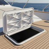 606 x 353mm White Boat Access Hatch – Marine Deck Inspection Lid for Boat, Yacht & RV Use - Front View