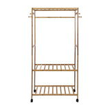 Wooden Clothes Rail with Shelves & Wheels – Open Wardrobe Rack Stand