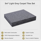 5m² Light Grey Carpet Tiles Set – Commercial & Domestic Flooring for Office, Retail, Home - Low Angle