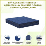 5m² Blue Carpet Tiles Set – Commercial & Domestic Flooring for Office, Retail, Home
