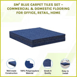 5m² Blue Carpet Tiles Set – Commercial & Domestic Flooring for Office, Retail, Home - Side View