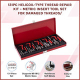 131pc Helicoil-Type Thread Repair Kit – Metric Insert Tool Set for Damaged Threads