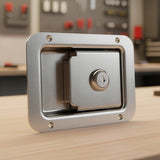 4 x Toolbox Lock Steel Paddle Handles – Heavy Duty Trailer Door Latch Set for Ute & Tool Cabinets - Front View