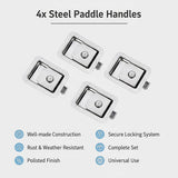 4 x Toolbox Lock Steel Paddle Handles – Heavy Duty Trailer Door Latch Set for Ute & Tool Cabinets - Extra Image