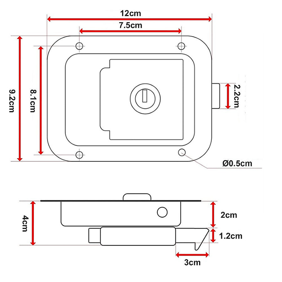 4 x Toolbox Lock Steel Paddle Handles – Heavy Duty Trailer Door Latch Set for Ute & Tool Cabinets
