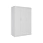 3 Door White Wardrobe – White Handles, Hanging Rail & Shelves