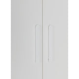 3 Door White Wardrobe – White Handles, Hanging Rail & Shelves