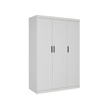 3 Door White Wardrobe – Black Handles, Hanging Rail & Shelves - Top-Down View