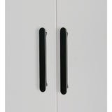 3 Door White Wardrobe – Black Handles, Hanging Rail & Shelves - 45-Degree Angle