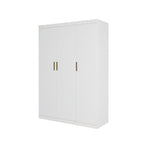 3 Door White Wardrobe – Gold Handles, Hanging Rail & Shelves