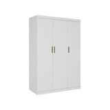 3 Door White Wardrobe – Gold Handles, Hanging Rail & Shelves
