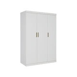 3 Door White Wardrobe – Gold Handles, Hanging Rail & Shelves - Top-Down View