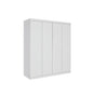 4 Door White Wardrobe Cabinet – Hanging Rail, Shelves & White Handles