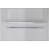 4 Door White Wardrobe Cabinet – Hanging Rail, Shelves & White Handles - Close-Up Angle