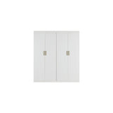 4 Door White Wardrobe Cabinet – Hanging Rail, Shelves & Gold Handles - Top-Down View