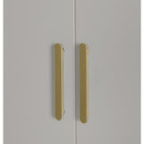 4 Door White Wardrobe Cabinet – Hanging Rail, Shelves & Gold Handles