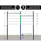 Double Outdoor Pull-Up Bar – Height Adjustable Gymnastics & Fitness Bar - Close-Up Angle