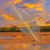 3m Nylon Fishing Cast Net – Quick Throw Mesh with Chain Weights & Drawstring - 45-Degree Angle