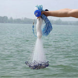 3m Nylon Fishing Cast Net – Quick Throw Mesh with Chain Weights & Drawstring - Close-Up Angle