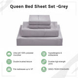 Queen Bed Sheet Set – 1800 Series Microfiber, Deep Pocket, Soft & Breathable, Grey - Low Angle