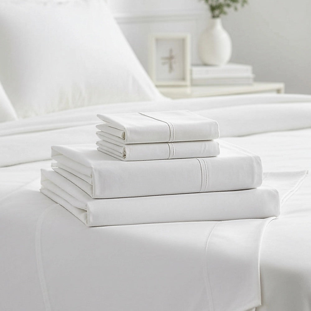 Queen Bed Sheet Set – 1800 Series Microfiber, Deep Pocket, Soft & Breathable, White
