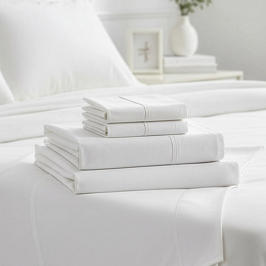Queen Bed Sheet Set – 1800 Series Microfiber, Deep Pocket, Soft & Breathable, White