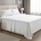 Queen Bed Sheet Set – 1800 Series Microfiber, Deep Pocket, Soft & Breathable, White - Top-Down View