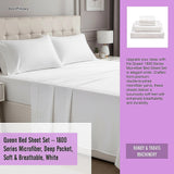 Queen Bed Sheet Set – 1800 Series Microfiber, Deep Pocket, Soft & Breathable, White - Extra Image