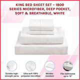 King Bed Sheet Set – 1800 Series Microfiber, Deep Pocket, Soft & Breathable, White - Side View