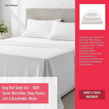 King Bed Sheet Set – 1800 Series Microfiber, Deep Pocket, Soft & Breathable, White - Extra Image
