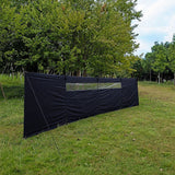 Camping Windbreak with Clear Windows & Carry Bag 725x140cm Black Outdoor Privacy Shelter - Top-Down View