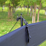 Camping Windbreak with Clear Windows & Carry Bag 725x140cm Black Outdoor Privacy Shelter - 45-Degree Angle