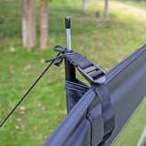 Camping Windbreak with Clear Windows & Carry Bag 725x140cm Black Outdoor Privacy Shelter - Close-Up Angle
