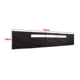 Camping Windbreak with Clear Windows & Carry Bag 725x140cm Black Outdoor Privacy Shelter