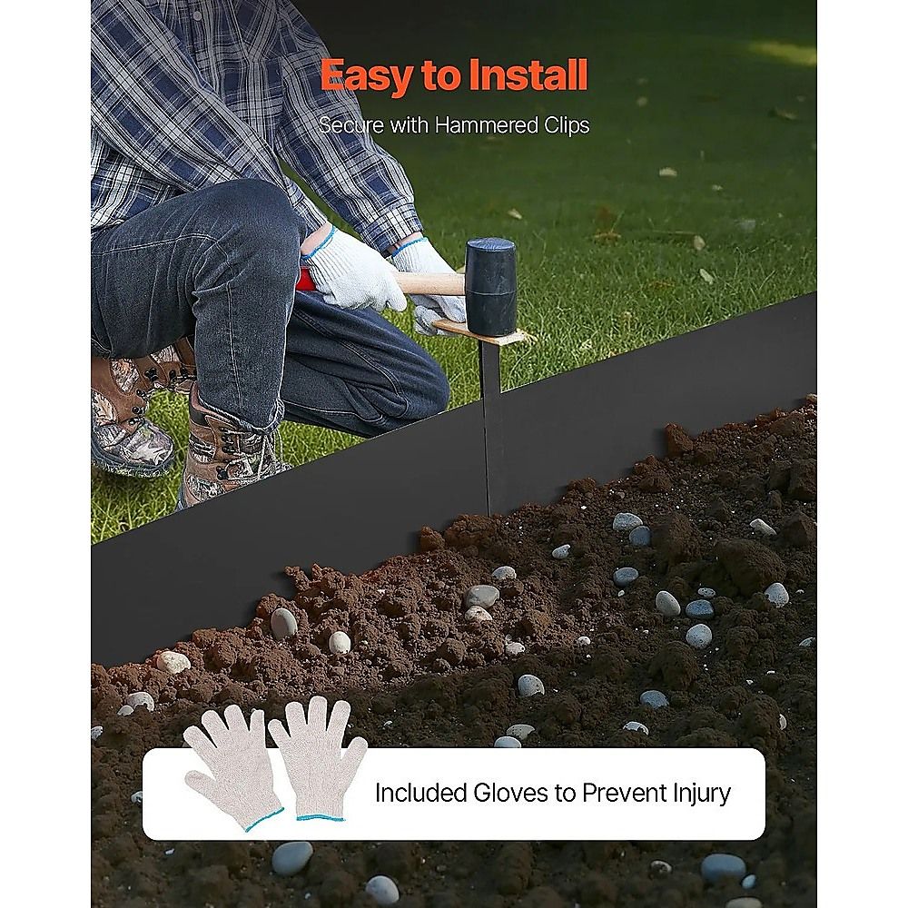 Steel Landscape Edging 6 Pack 100x20cm Rust Resistant Garden Border Edging for Lawn Paths