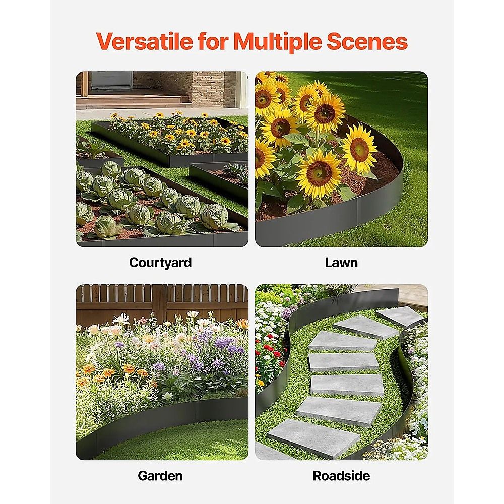 Steel Landscape Edging 6 Pack 100x20cm Rust Resistant Garden Border Edging for Lawn Paths