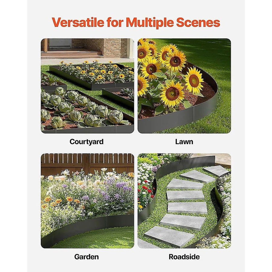 Steel Landscape Edging 6 Pack 100x20cm Rust Resistant Garden Border Edging for Lawn Paths