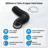 Flexible Aluminium Ducting 203mm x 7.6m 4 Layer Vent Hose HVAC Dryer - Extra Image