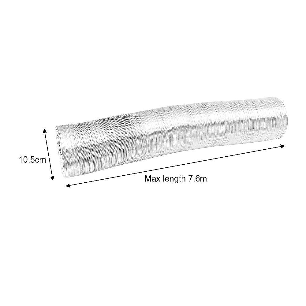10.5cm x 7.6m Flexible Aluminium Air Duct – Dryer & HVAC Vent Hose