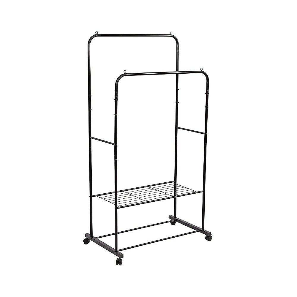 Double Clothes Rack Metal Garment Rail 80x154cm Heavy Duty Hanging Shelf Storage Organiser